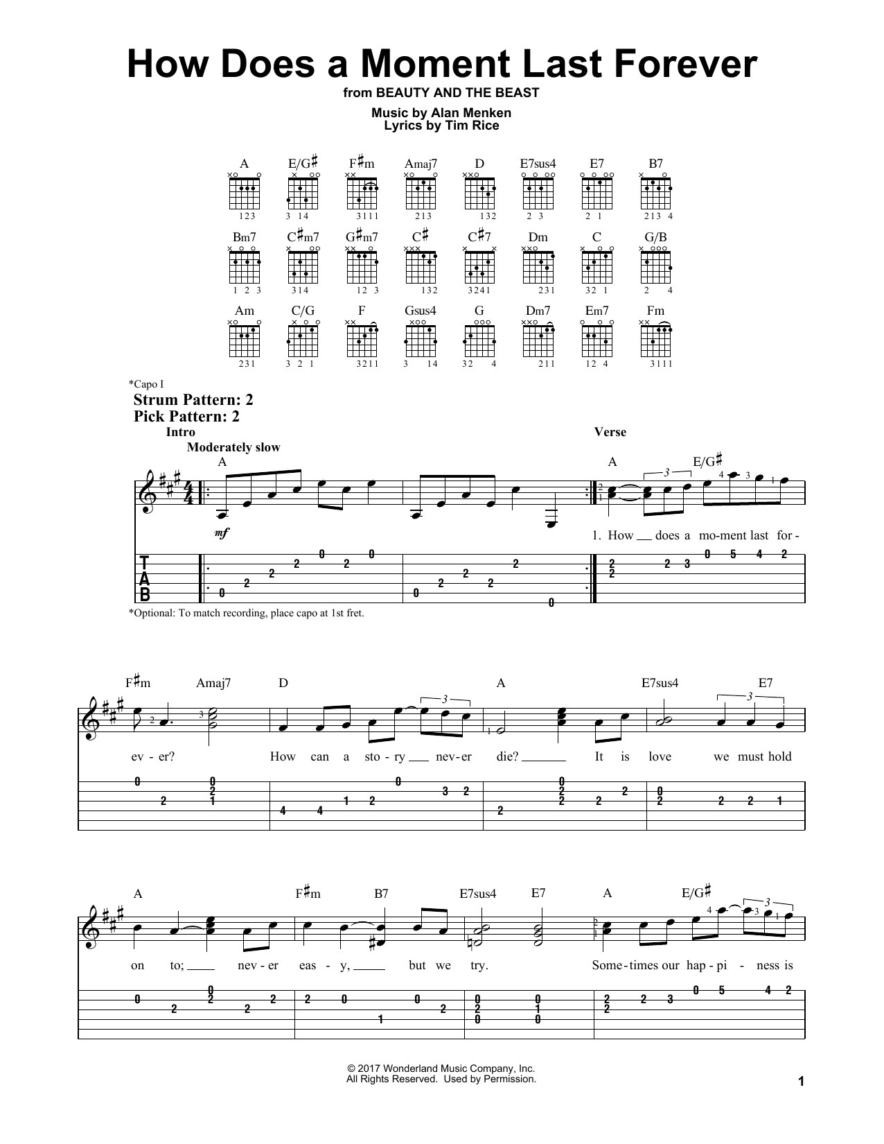 How Does A Moment Last Forever (from Beauty and the Beast) (Easy Guitar Tab) von Celine Dion