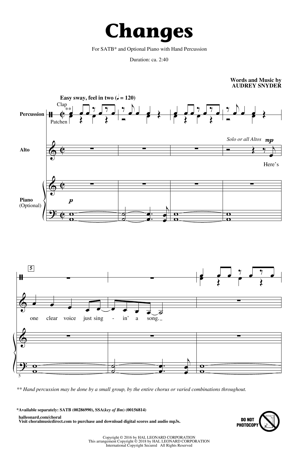 Changes (SATB Choir) von Audrey Snyder