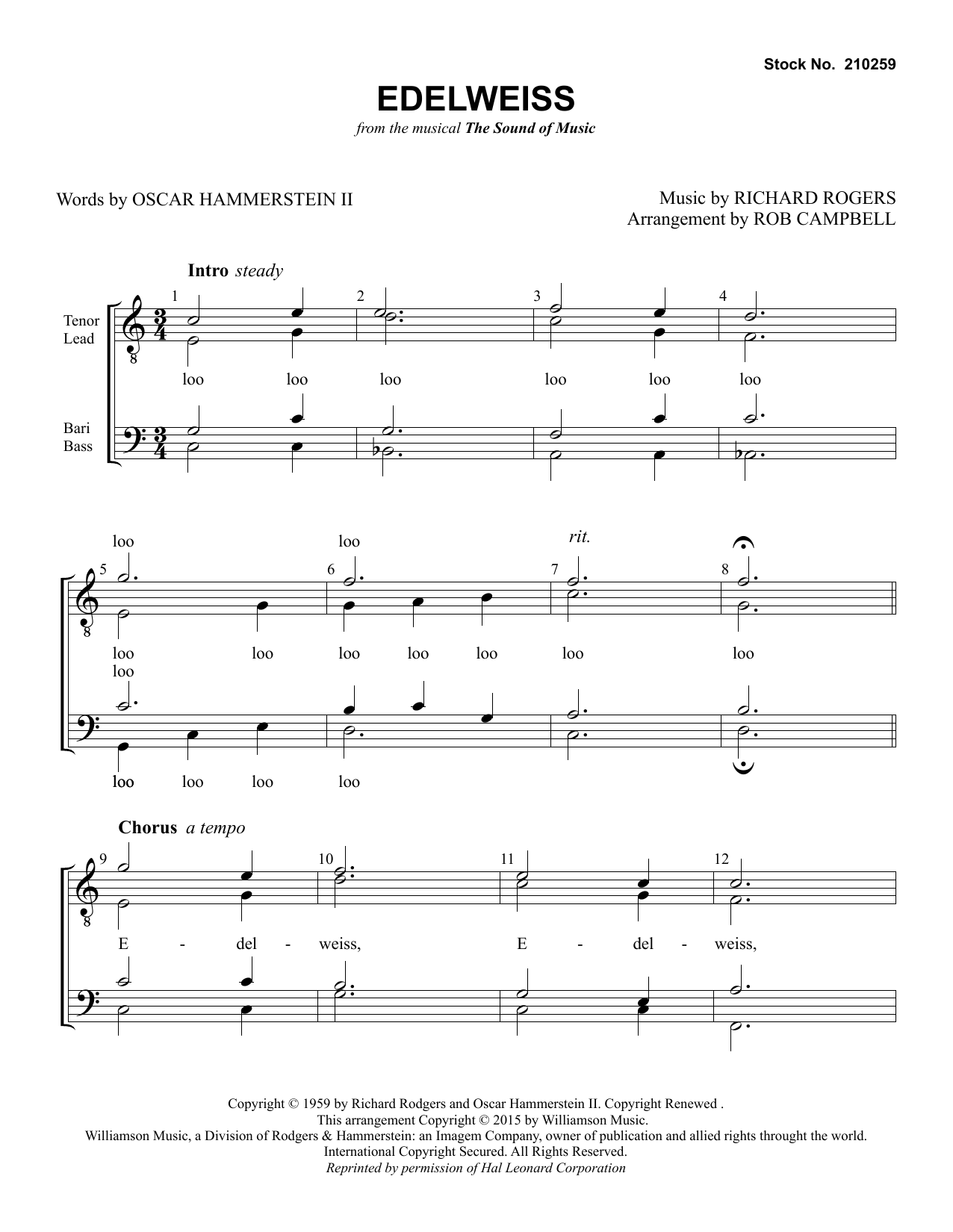 Edelweiss (from The Sound of Music) (arr. Rob Campbell) (TTBB Choir) von Christopher Plummer