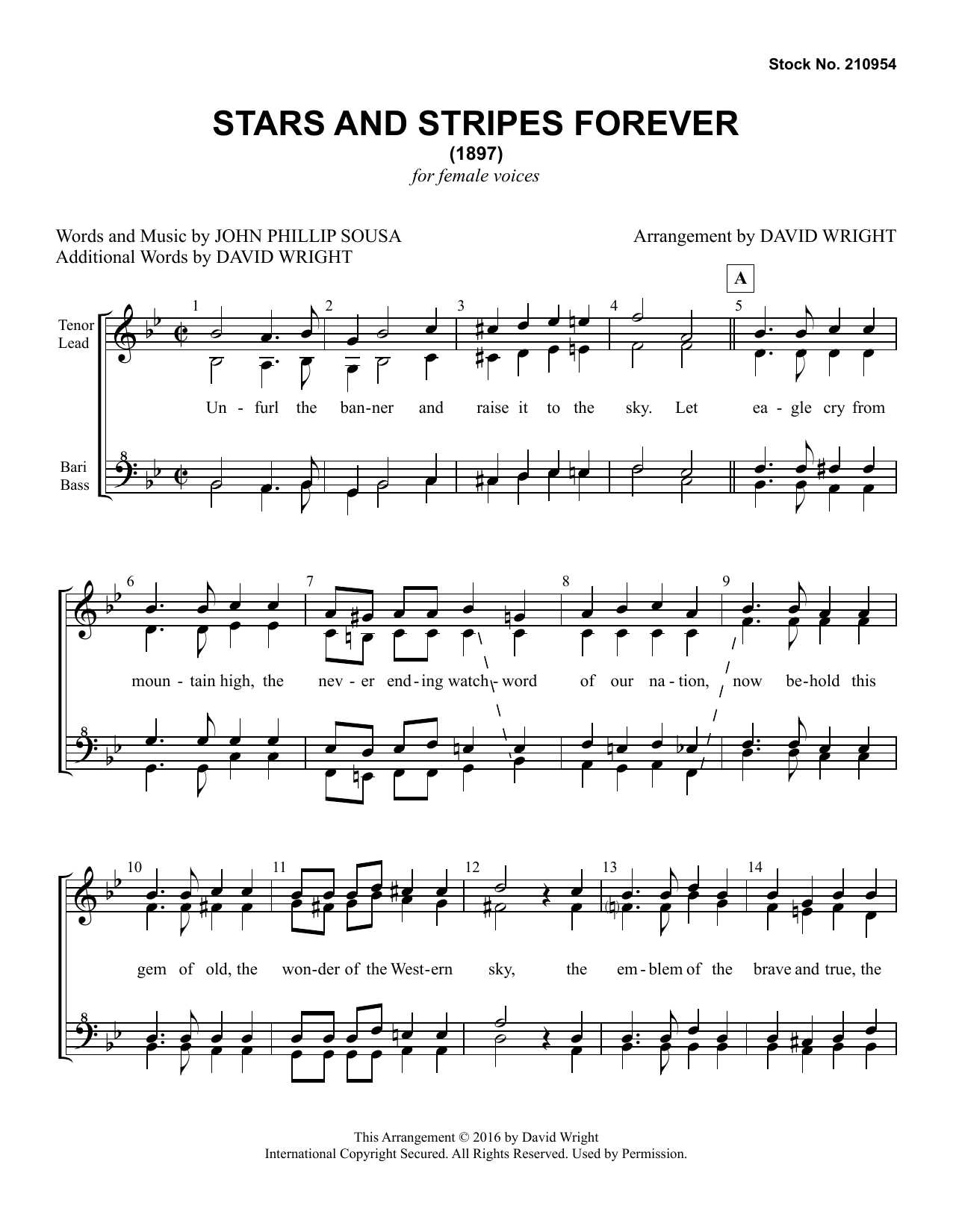 The Stars and Stripes Forever (arr. David Wright) (SSAA Choir) von John Philip Sousa