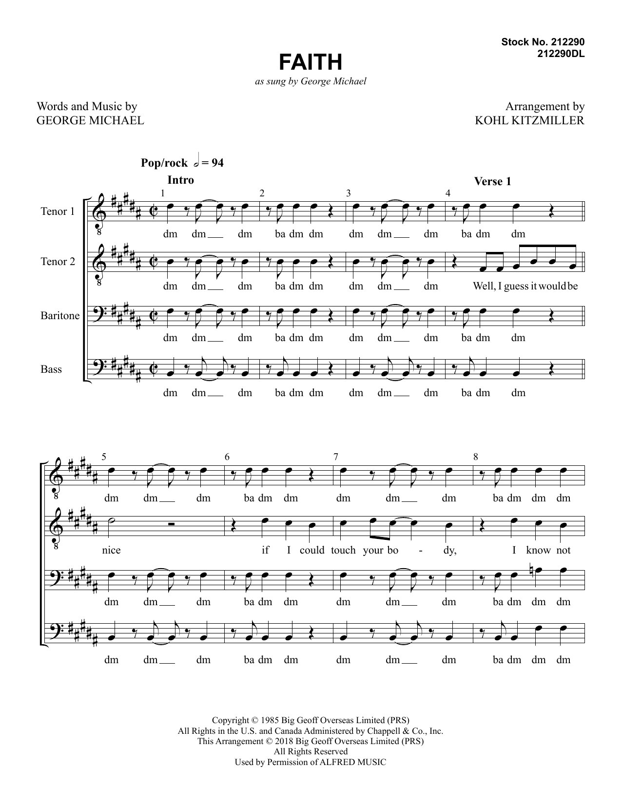 Faith (arr. Kohl Kitzmiller) (TTBB Choir) von George Michael