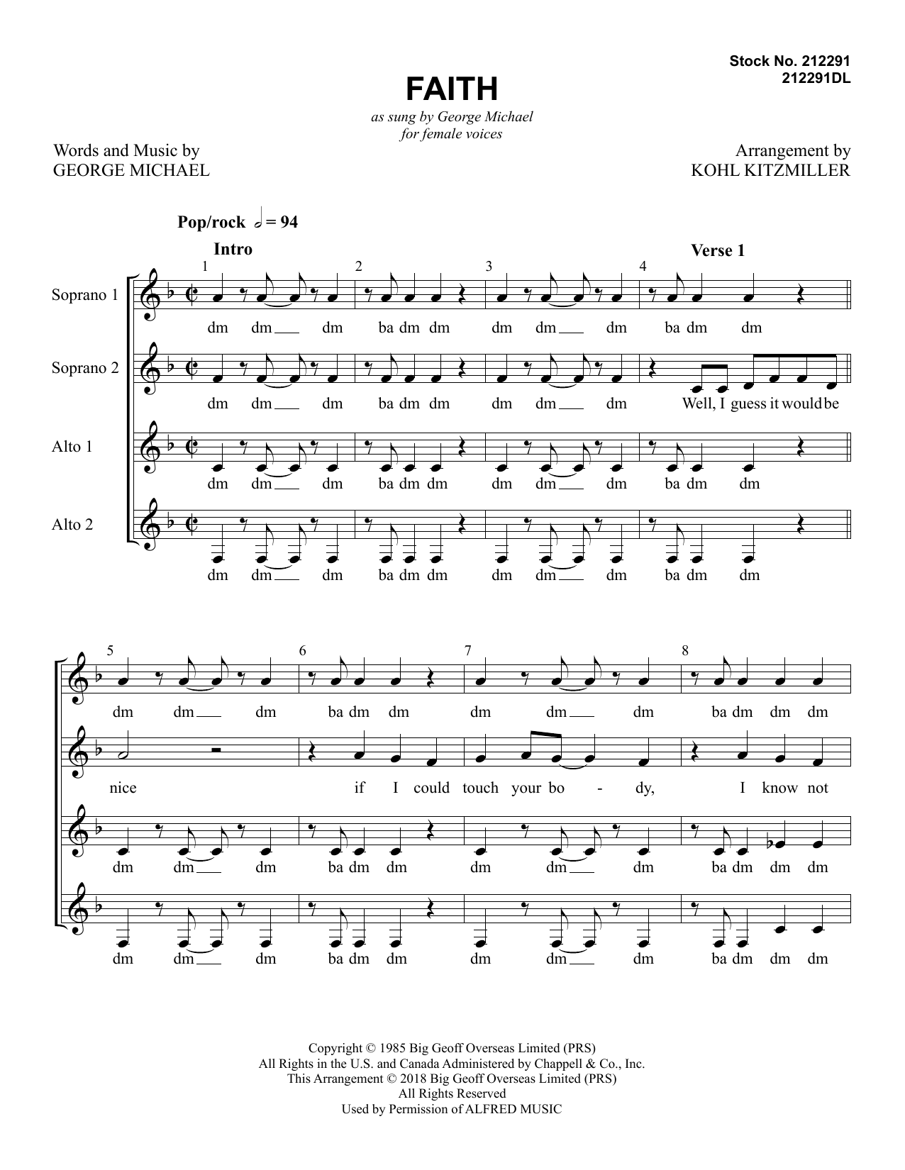 Faith (arr. Kohl Kitzmiller) (SSAA Choir) von George Michael