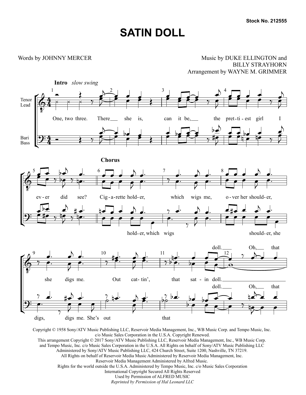 Satin Doll (arr. Wayne Grimmer) (TTBB Choir) von Johnny Mercer