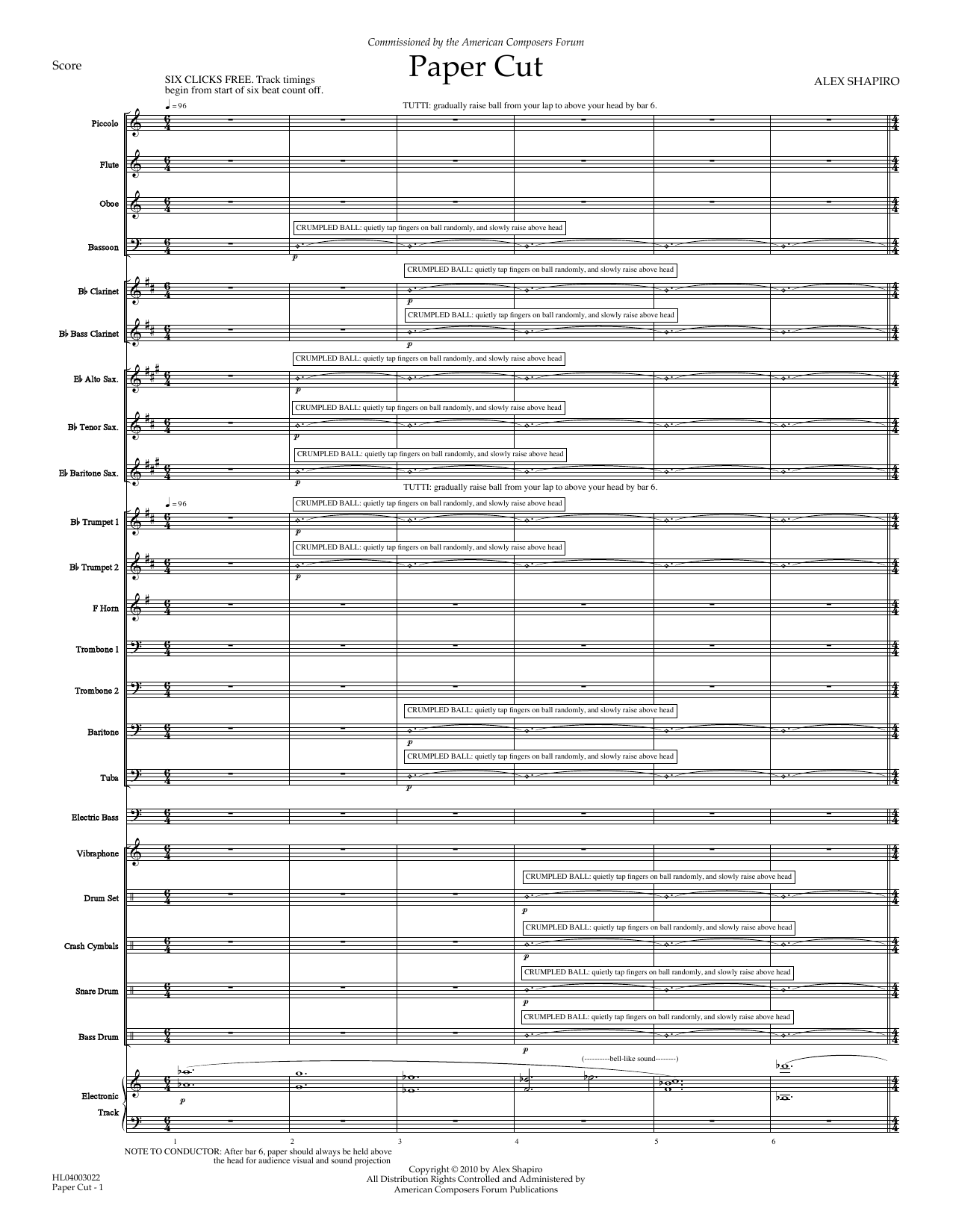 Paper Cut - Full Score (Concert Band) von Alex Shapiro