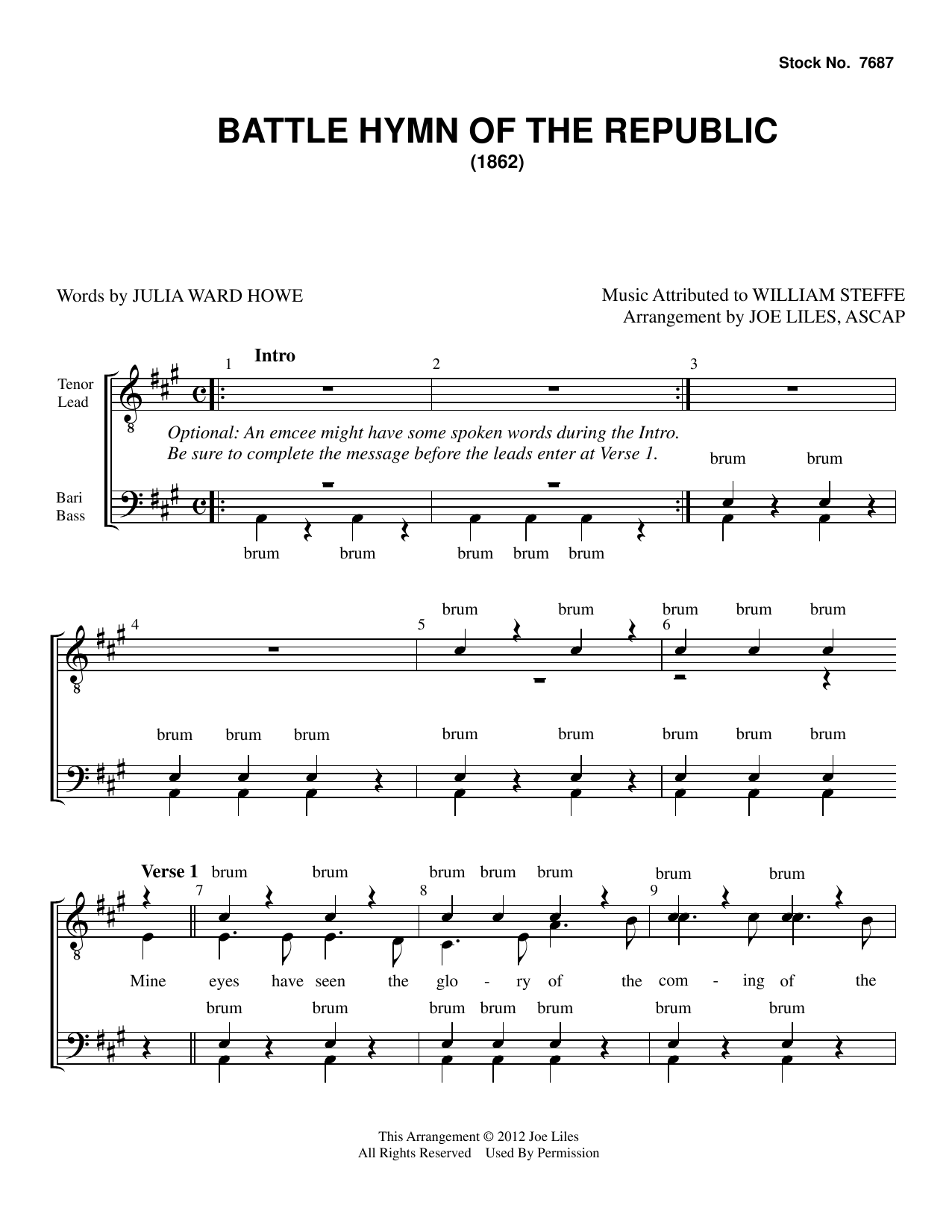 The Battle Hymn of the Republic (arr. Joe Liles) (TTBB Choir) von Julia Ward Howe