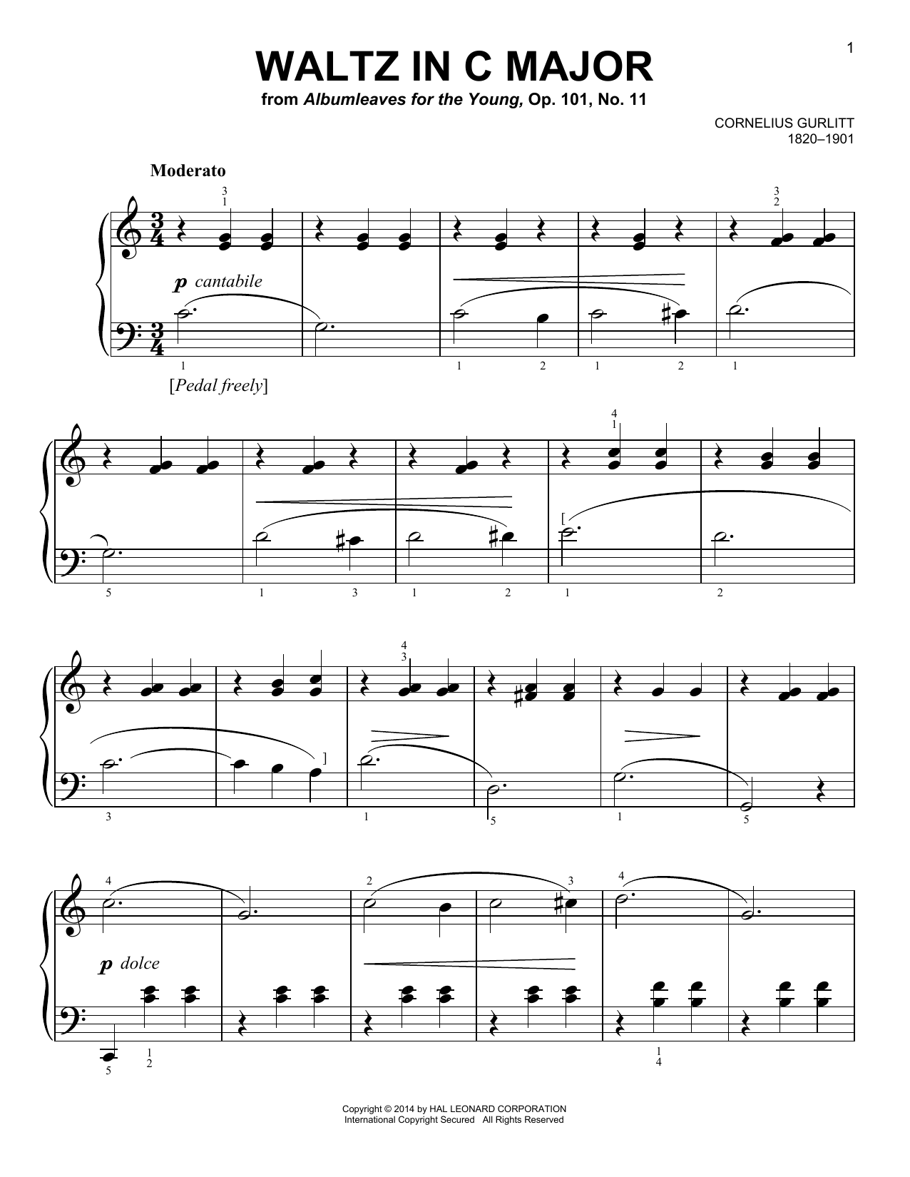 Waltz, Op. 101, No. 11 (Easy Piano) von Cornelius Gurlitt