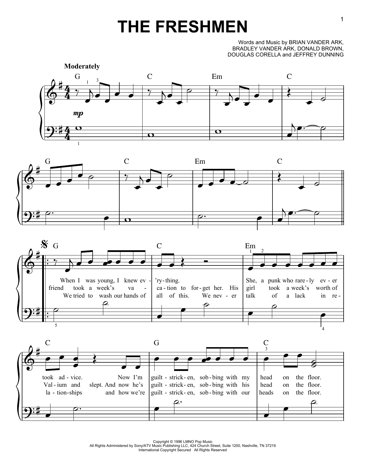 The Freshmen (Easy Piano) von The Verve Pipe