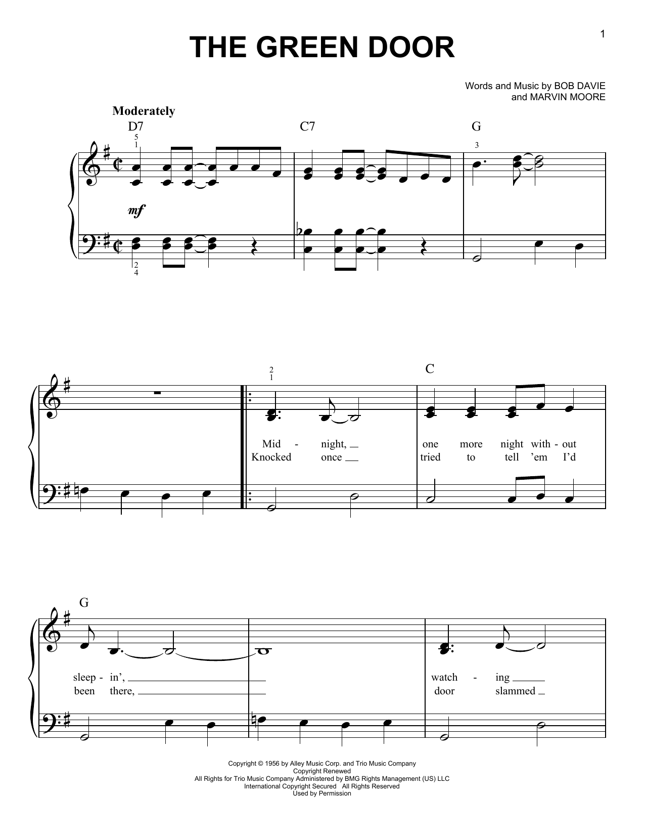 The Green Door (Easy Piano) von Jim Lowe