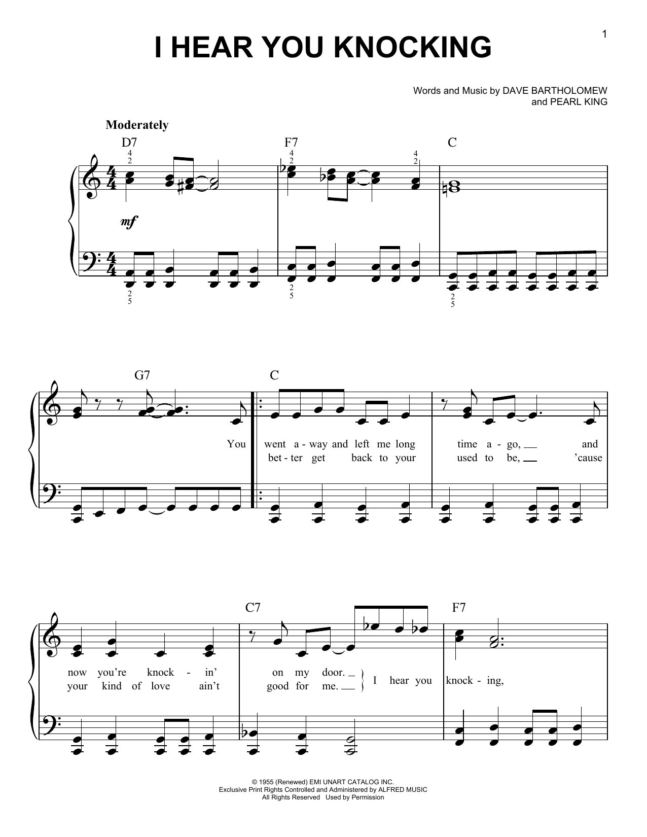 I Hear You Knocking (Easy Piano) von Fats Domino