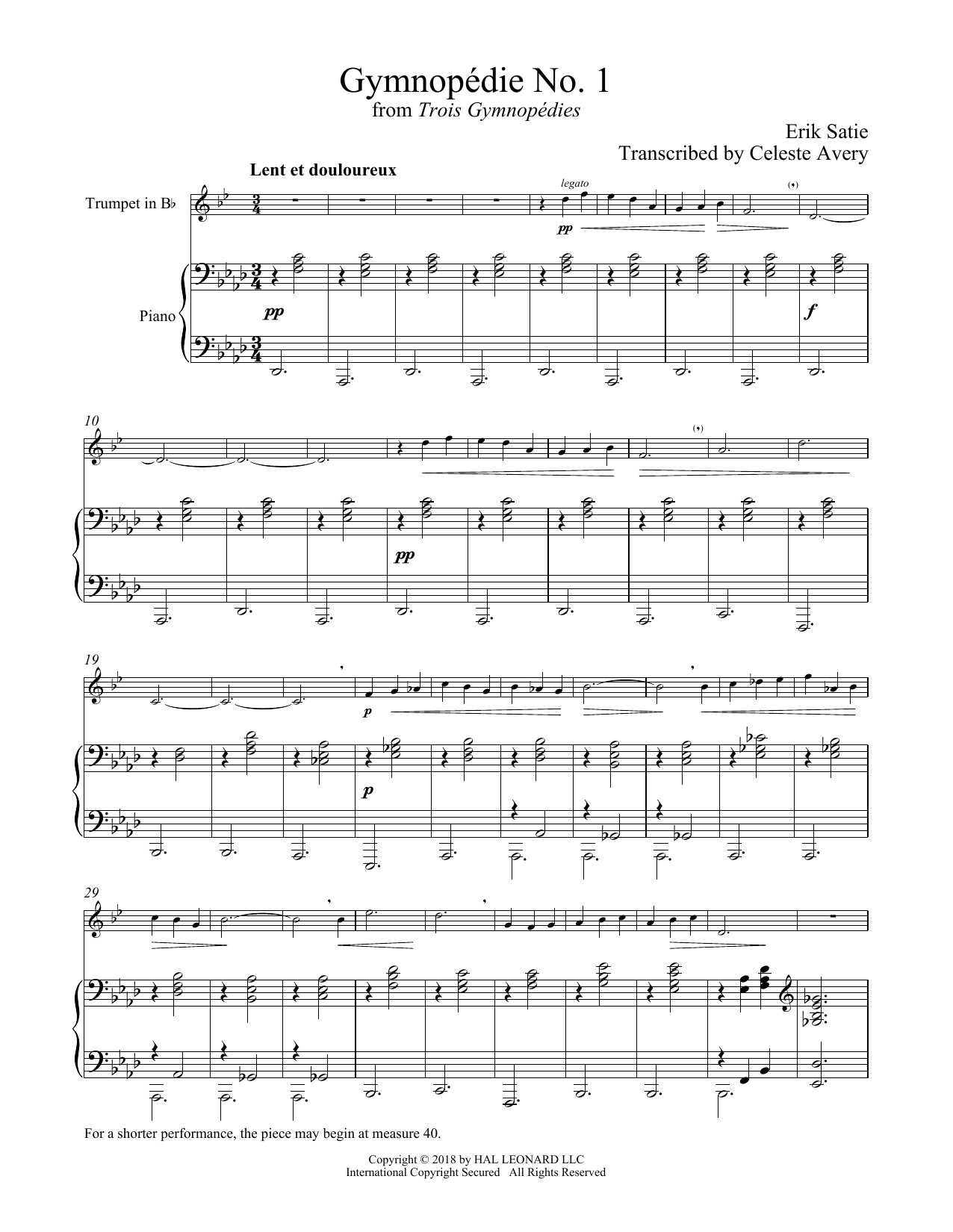 Gymnopedie No. 1 (Trumpet and Piano) von Erik Satie