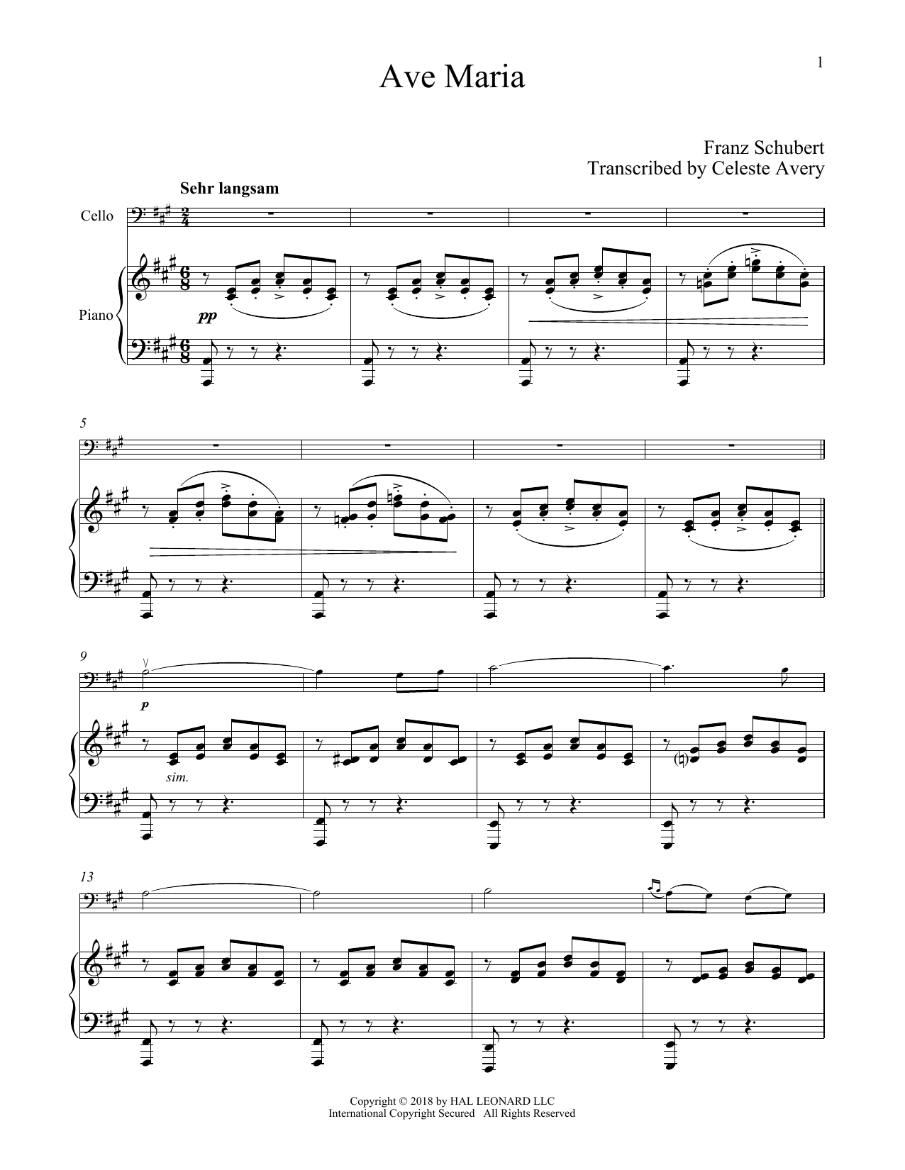 Ave Maria, Op. 52, No. 6 (Cello and Piano) von Franz Schubert