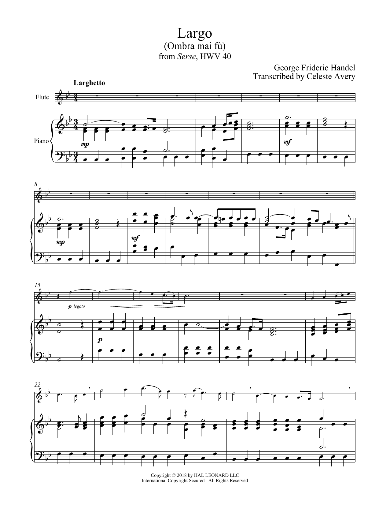 Ombra Mai Fu (Flute and Piano) von George Frideric Handel