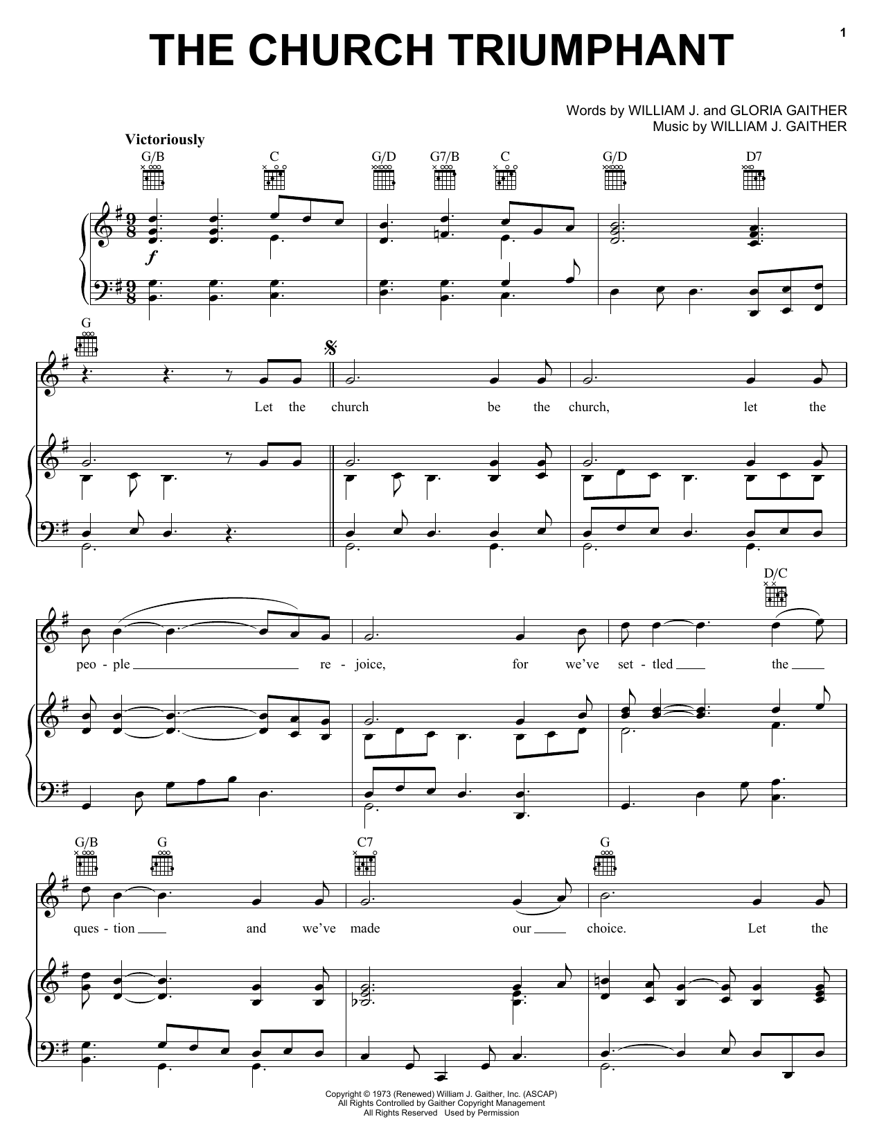 The Church Triumphant (Piano, Vocal & Guitar Chords (Right-Hand Melody)) von Bill & Gloria Gaither