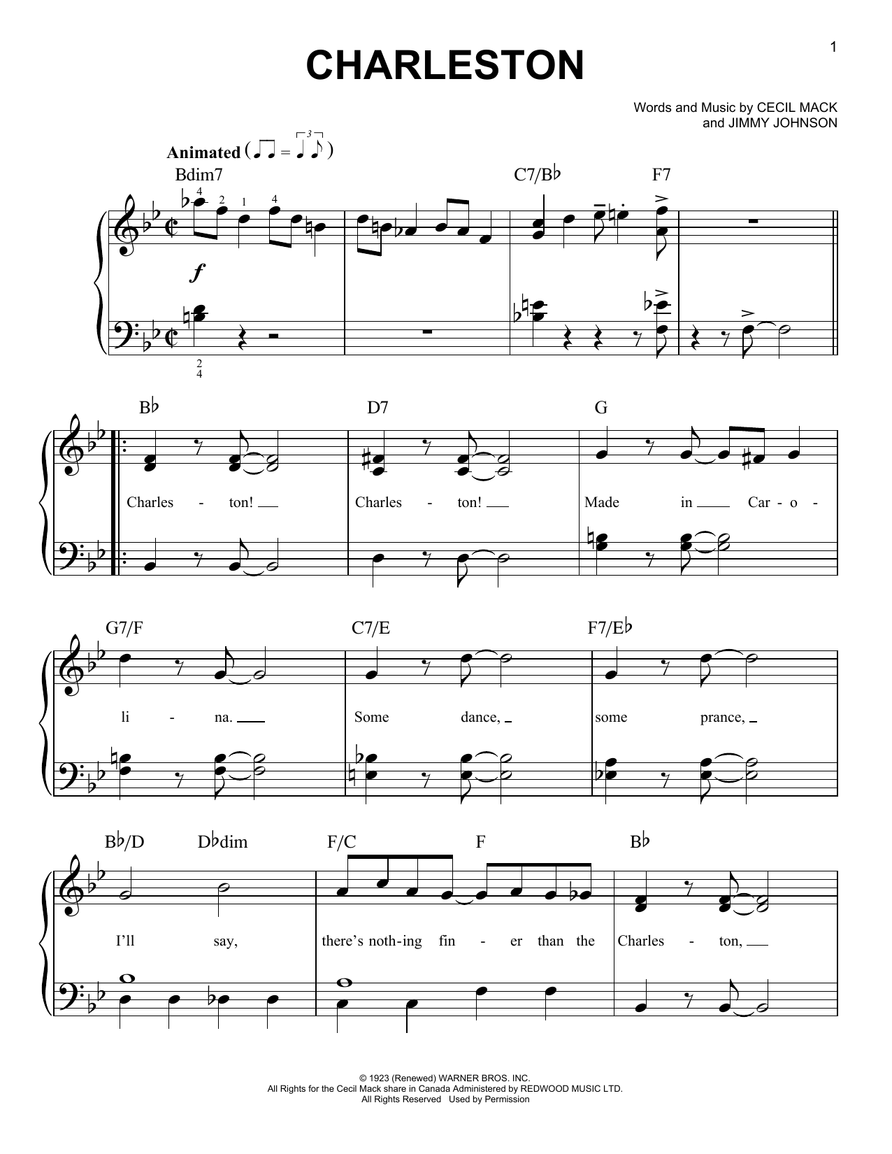 Charleston (Easy Piano) von Cecil Mack