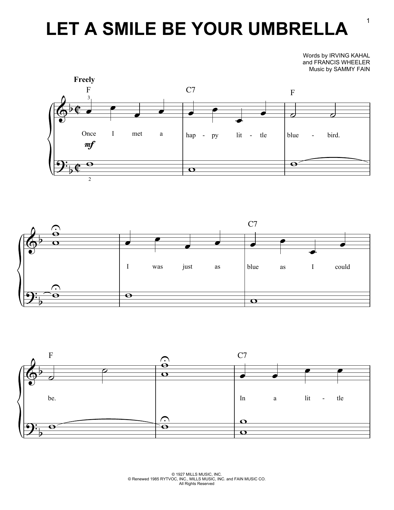 Let A Smile Be Your Umbrella (Easy Piano) von Irving Kahal