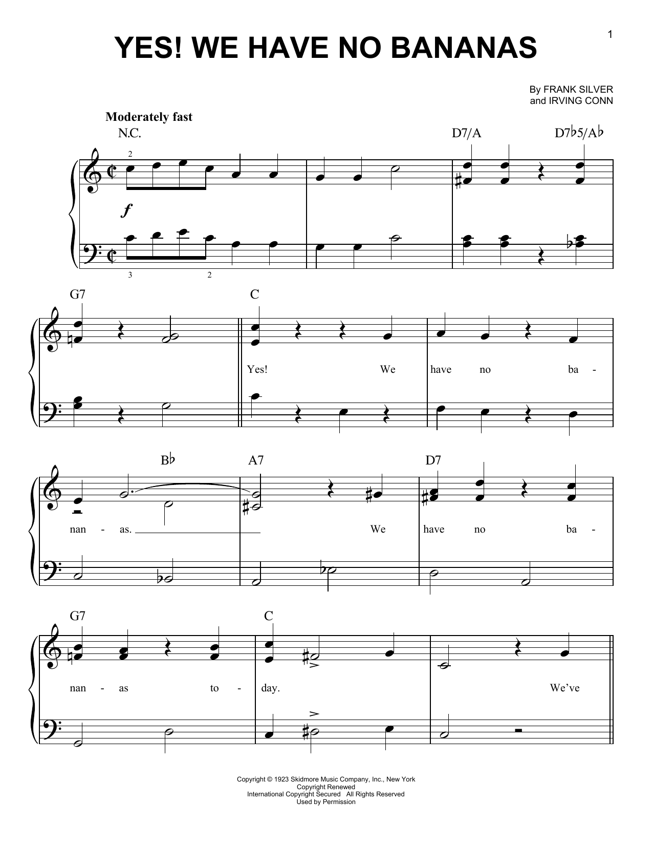 Yes! We Have No Bananas (Easy Piano) von Irving Conn