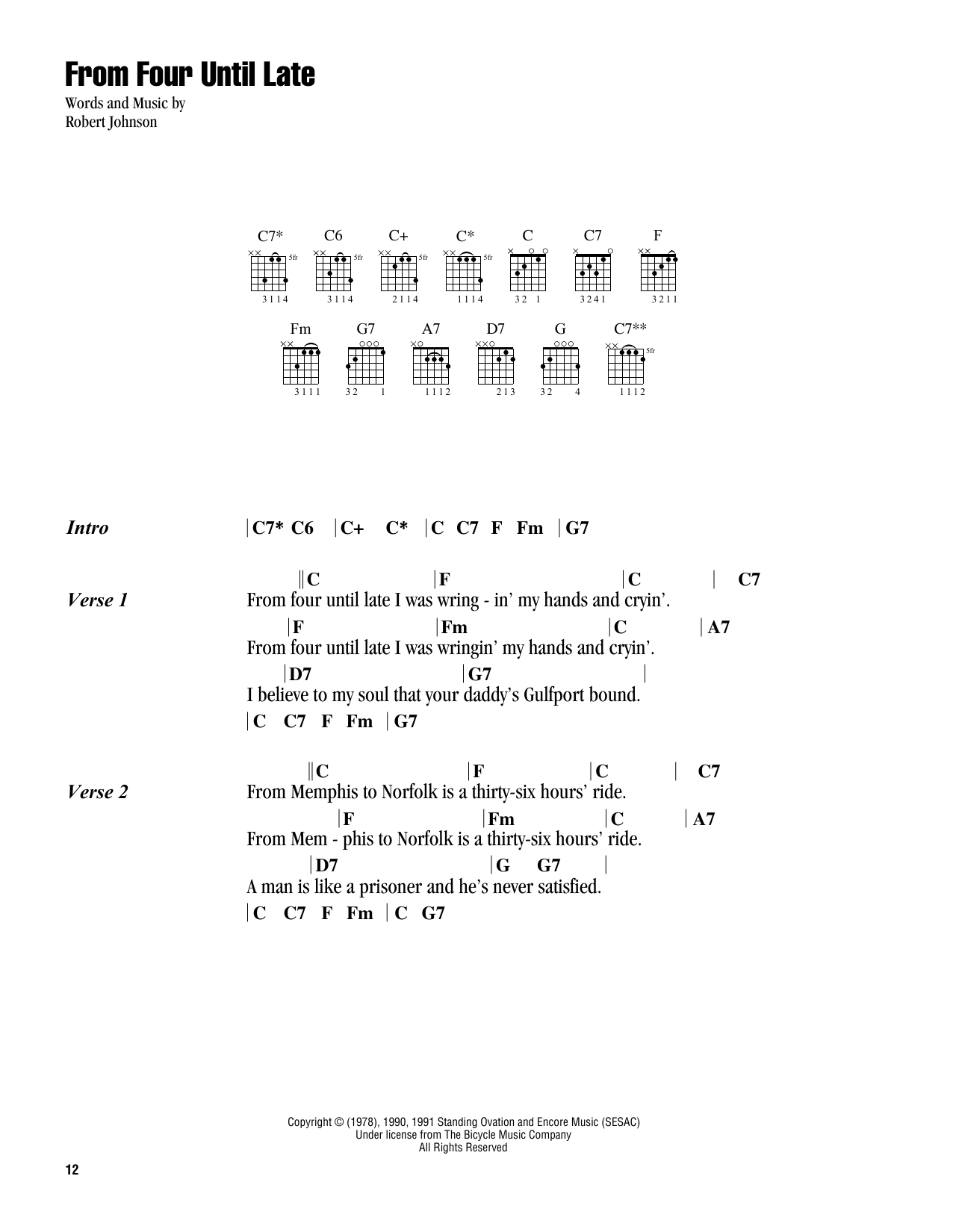 From Four Until Late (Guitar Chords/Lyrics) von Robert Johnson