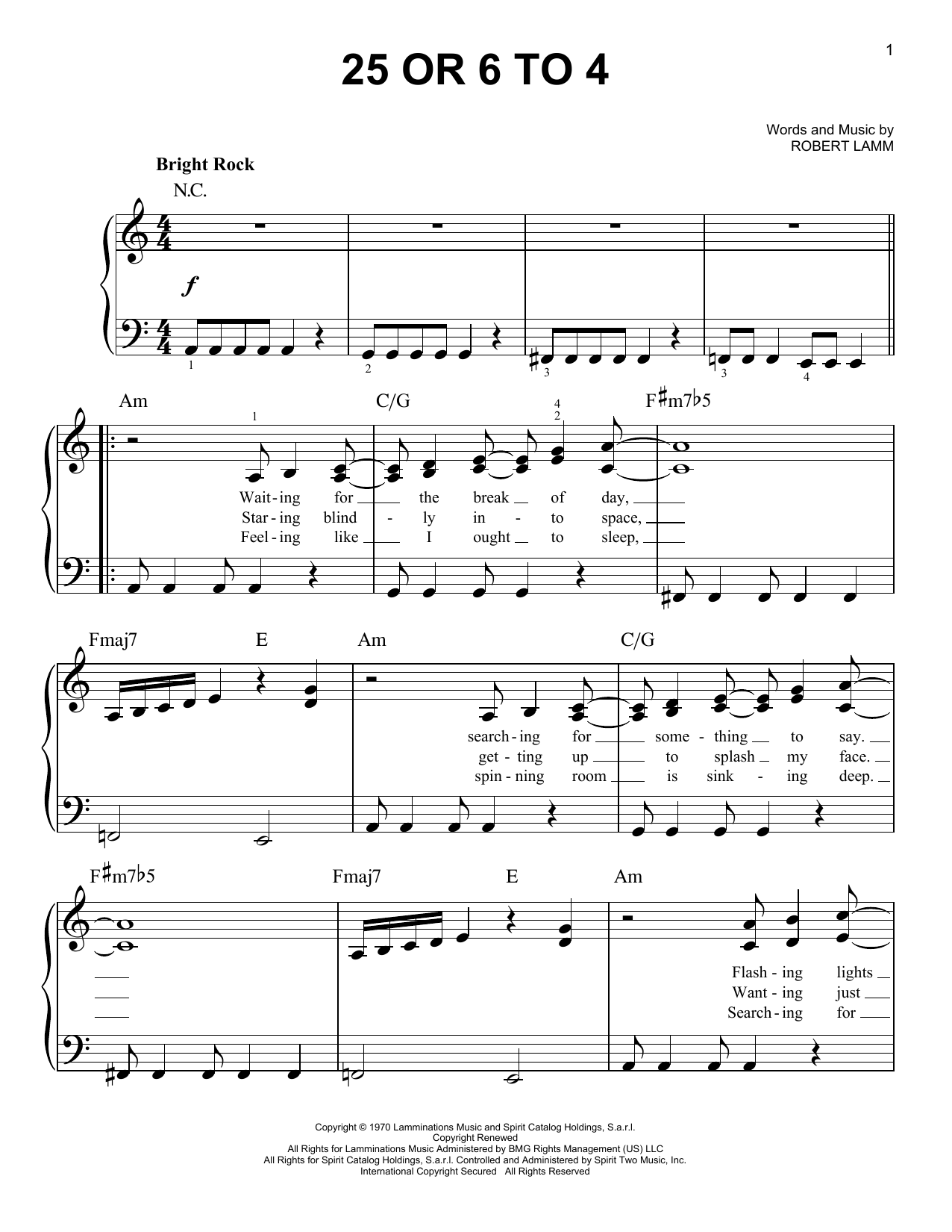 25 Or 6 To 4 (Easy Piano) von Chicago