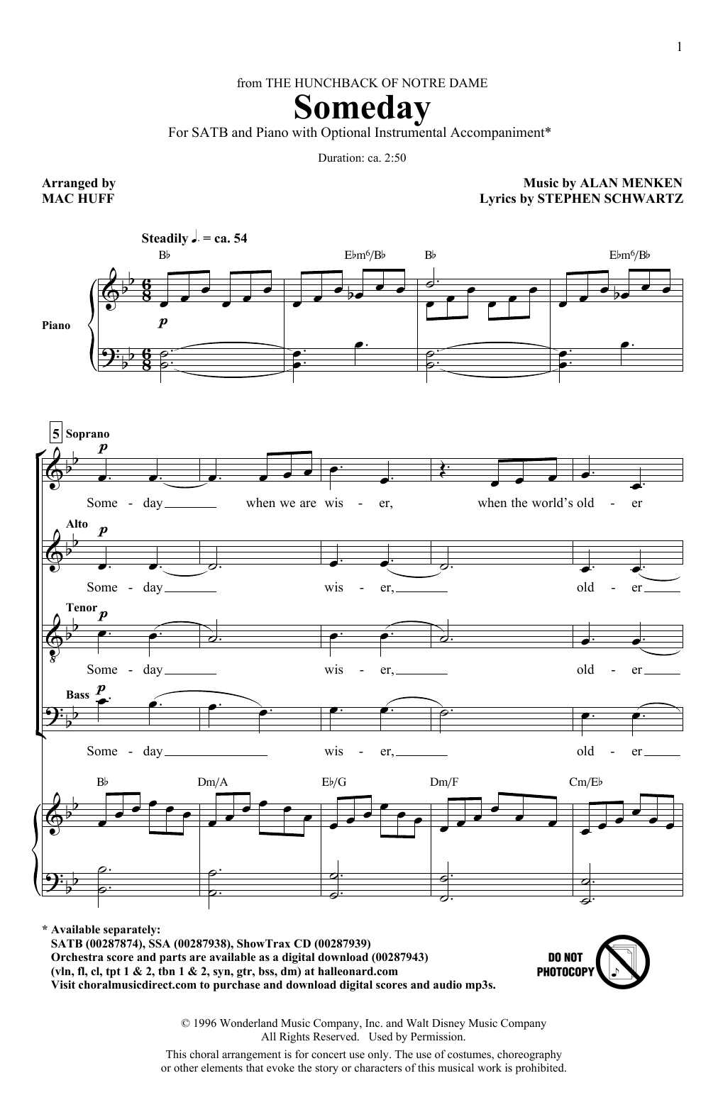 Someday (from The Hunchback Of Notre Dame) (arr. Mac Huff) (SATB Choir) von All-4-One