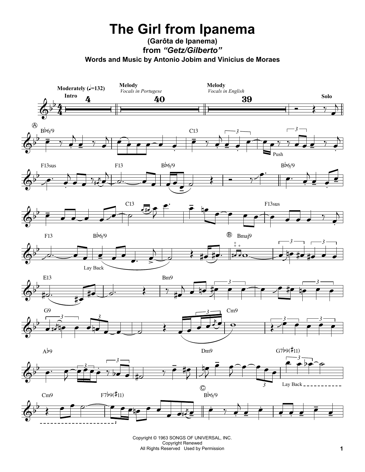 Garota De Ipanema (Alto Sax Transcription) von Stan Getz