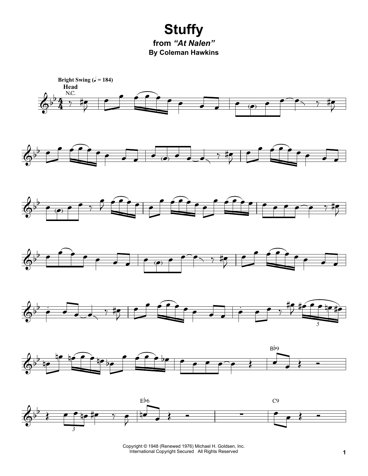 Stuffy (Alto Sax Transcription) von Stan Getz