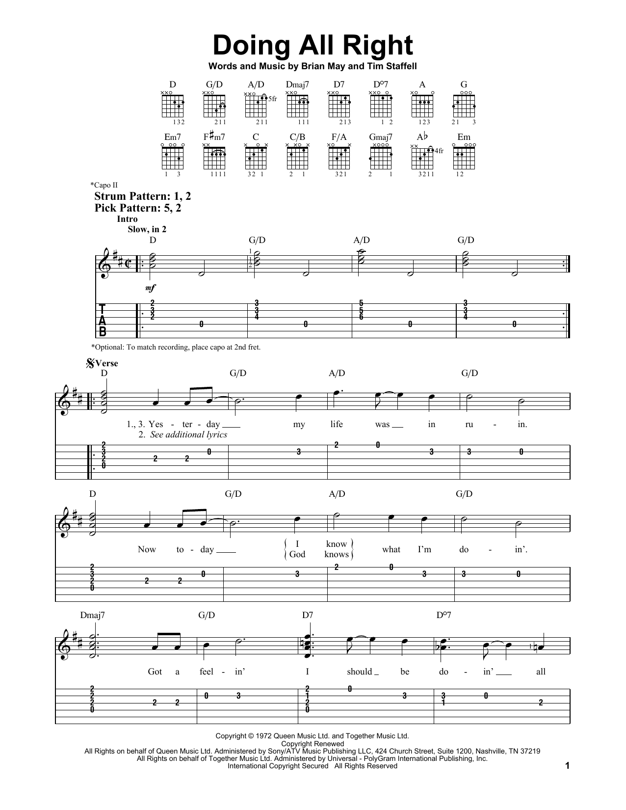 Doing All Right (Easy Guitar Tab) von Queen