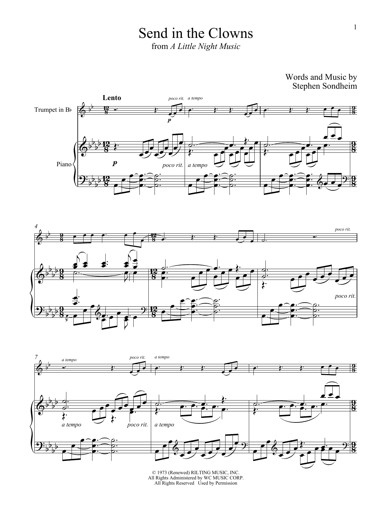Send In The Clowns (from A Little Night Music) (Trumpet and Piano) von Stephen Sondheim