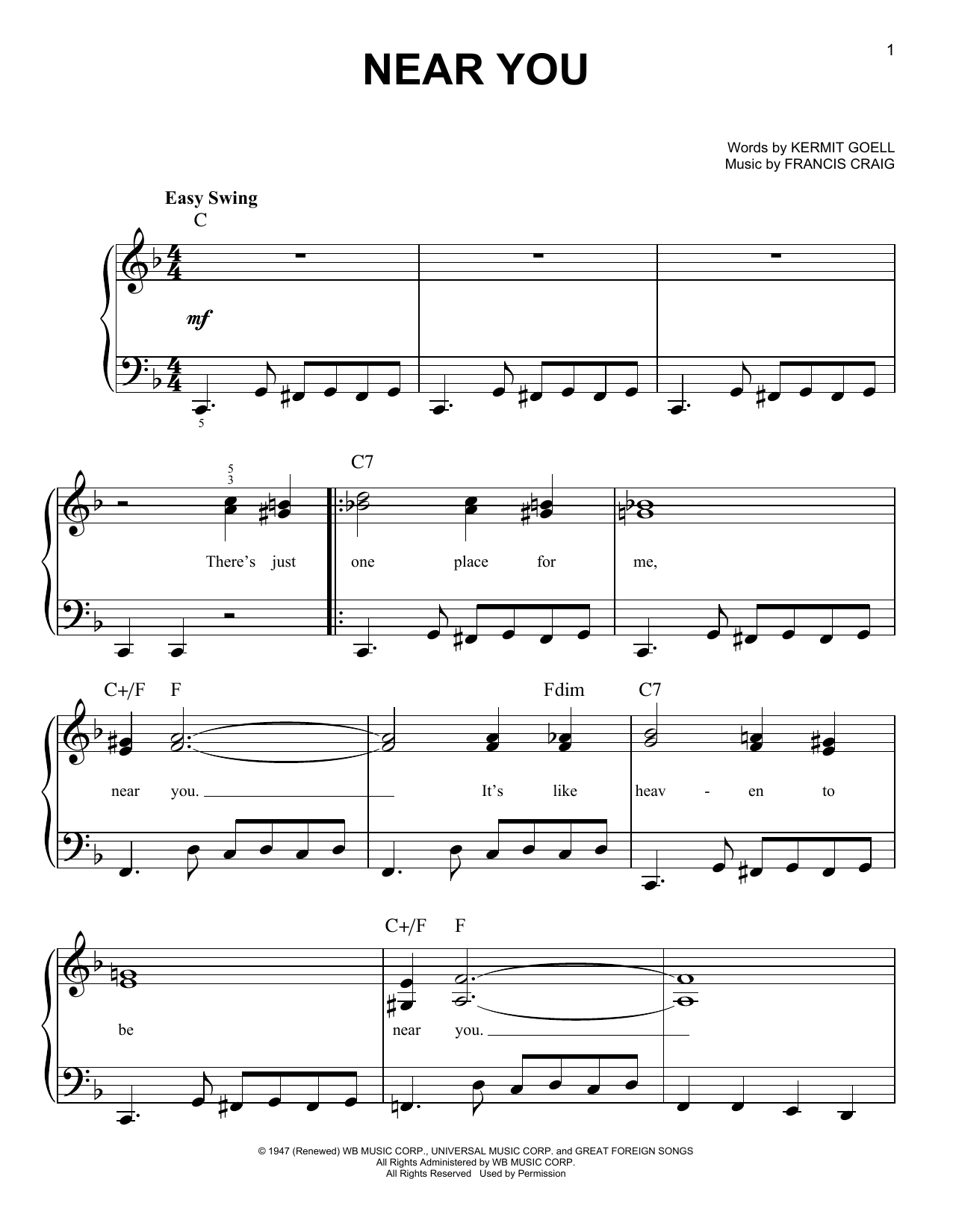 Near You (Easy Piano) von Francis Craig