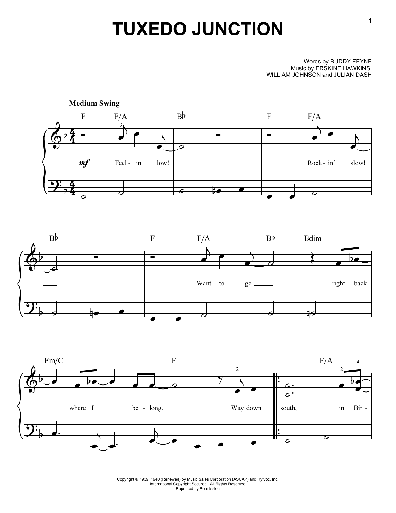 Tuxedo Junction (Easy Piano) von Erskine Hawkins