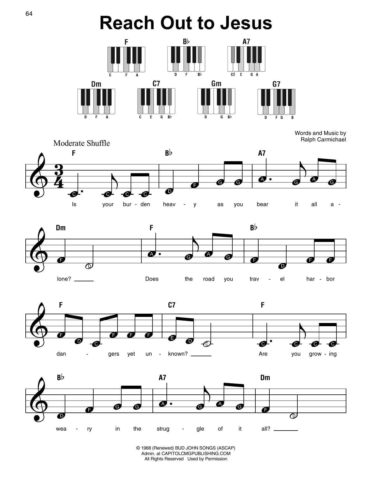 Reach Out To Jesus (Super Easy Piano) von Elvis Presley