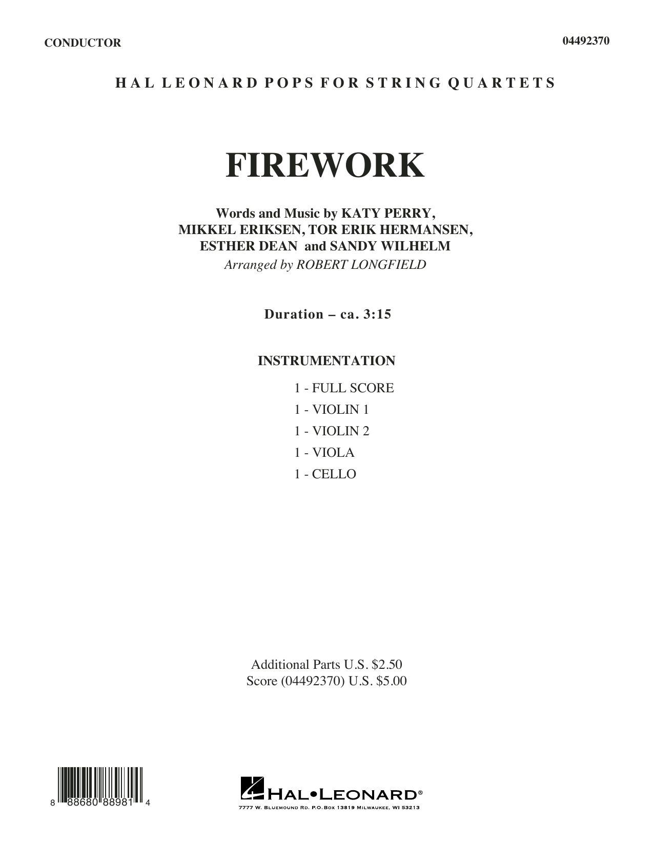 Firework (arr. Robert Longfield) - Conductor Score (Full Score) (Orchestra) von Katy Perry