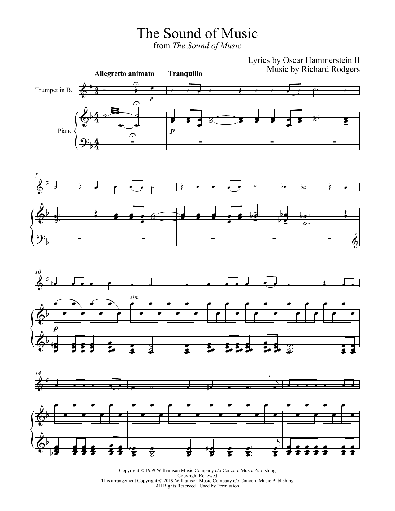 The Sound Of Music (Trumpet and Piano) von Rodgers & Hammerstein
