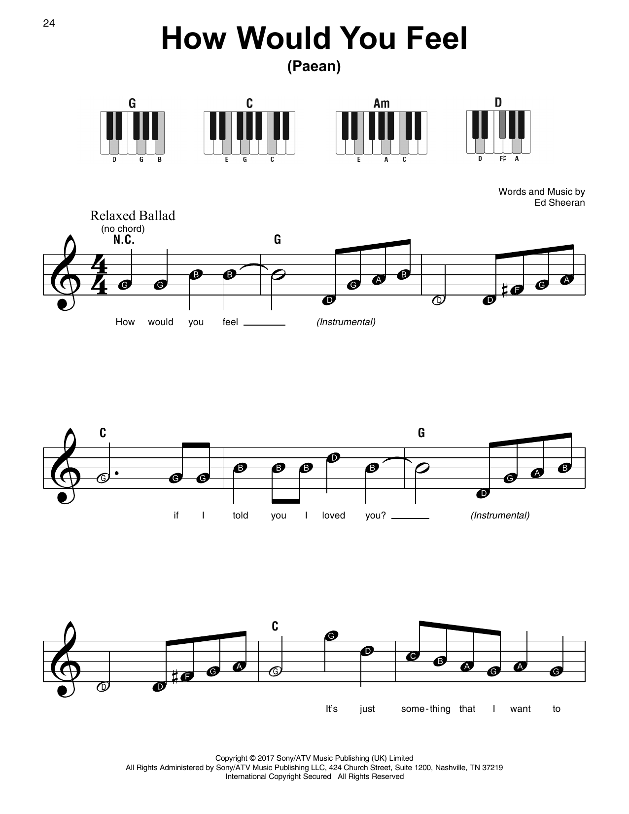 How Would You Feel (Paean) (Super Easy Piano) von Ed Sheeran