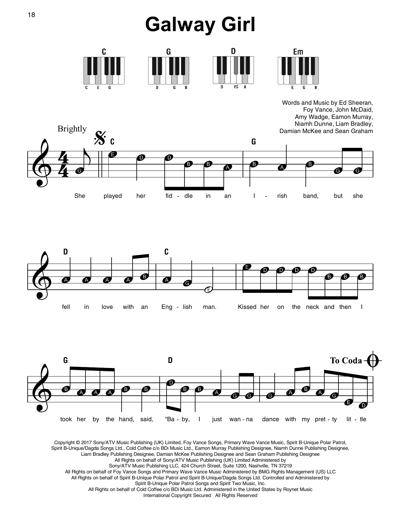 Galway Girl (Super Easy Piano) von Ed Sheeran