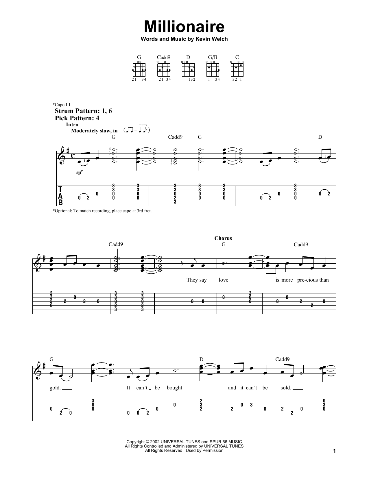 Millionaire (Easy Guitar Tab) von Chris Stapleton