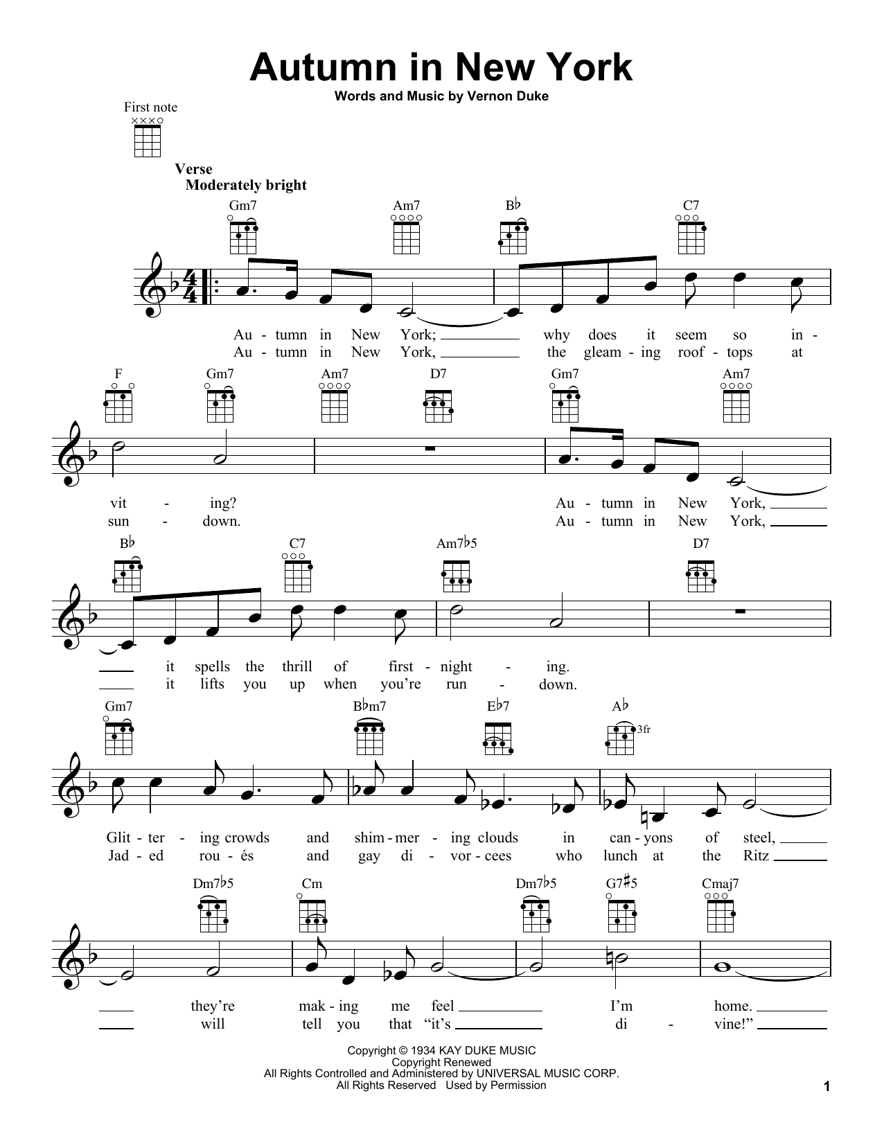 Autumn In New York (Ukulele) von Bud Powell