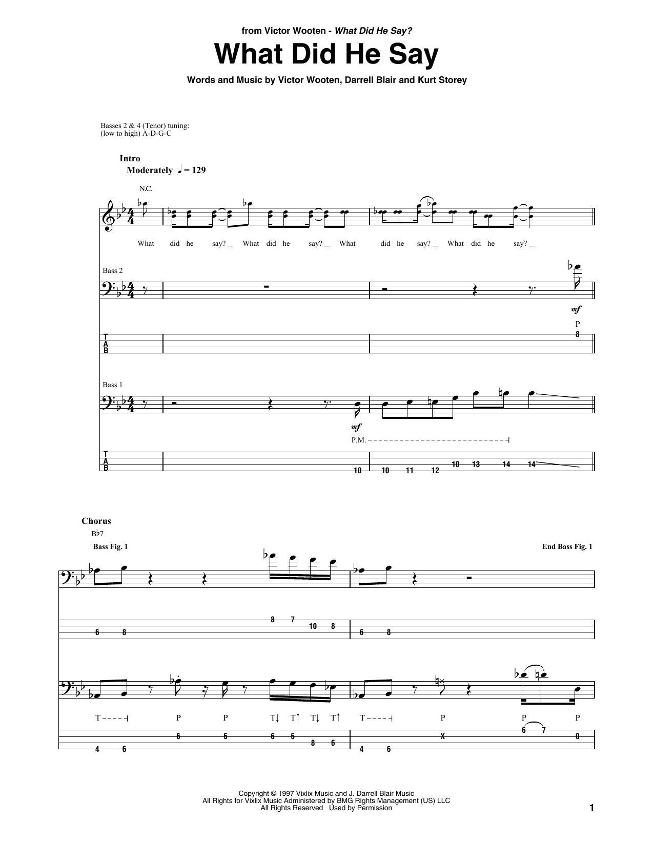 What Did He Say (Bass Guitar Tab) von Victor Wooten
