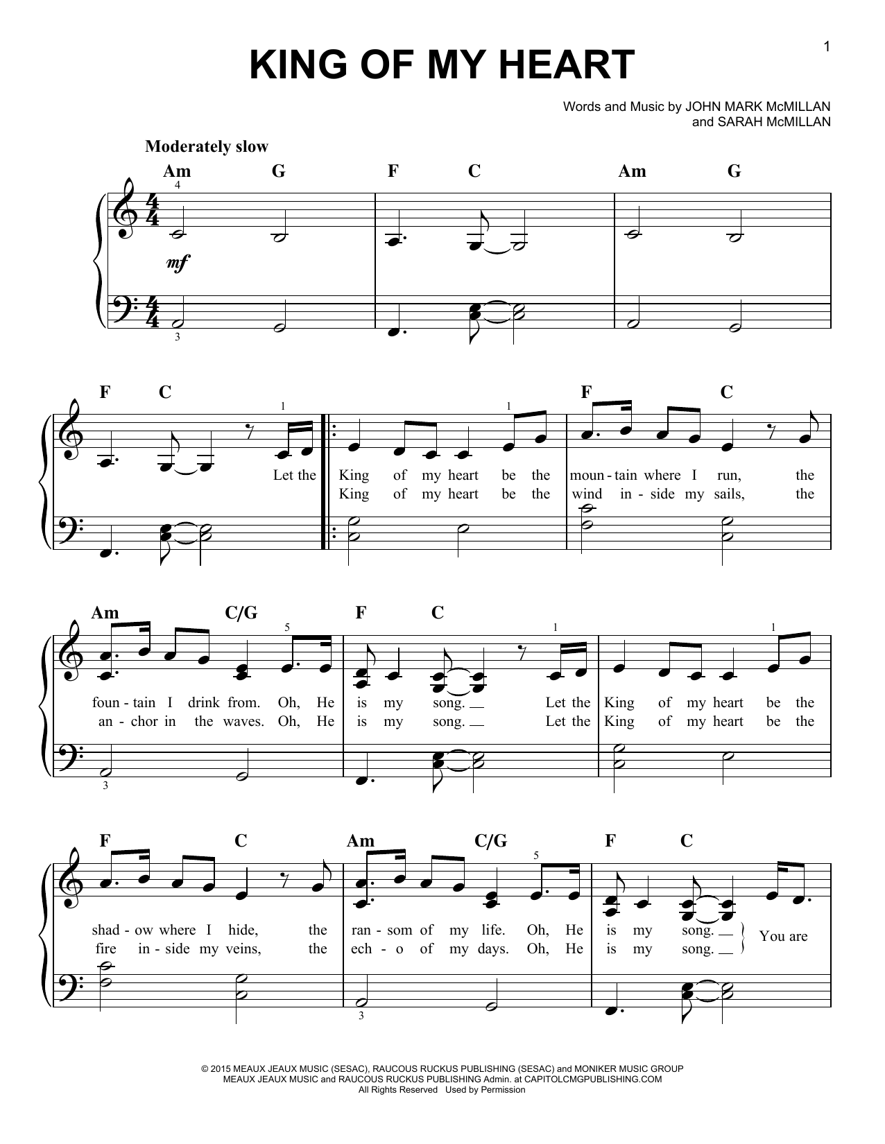 King Of My Heart (Easy Piano) von John Mark McMillan