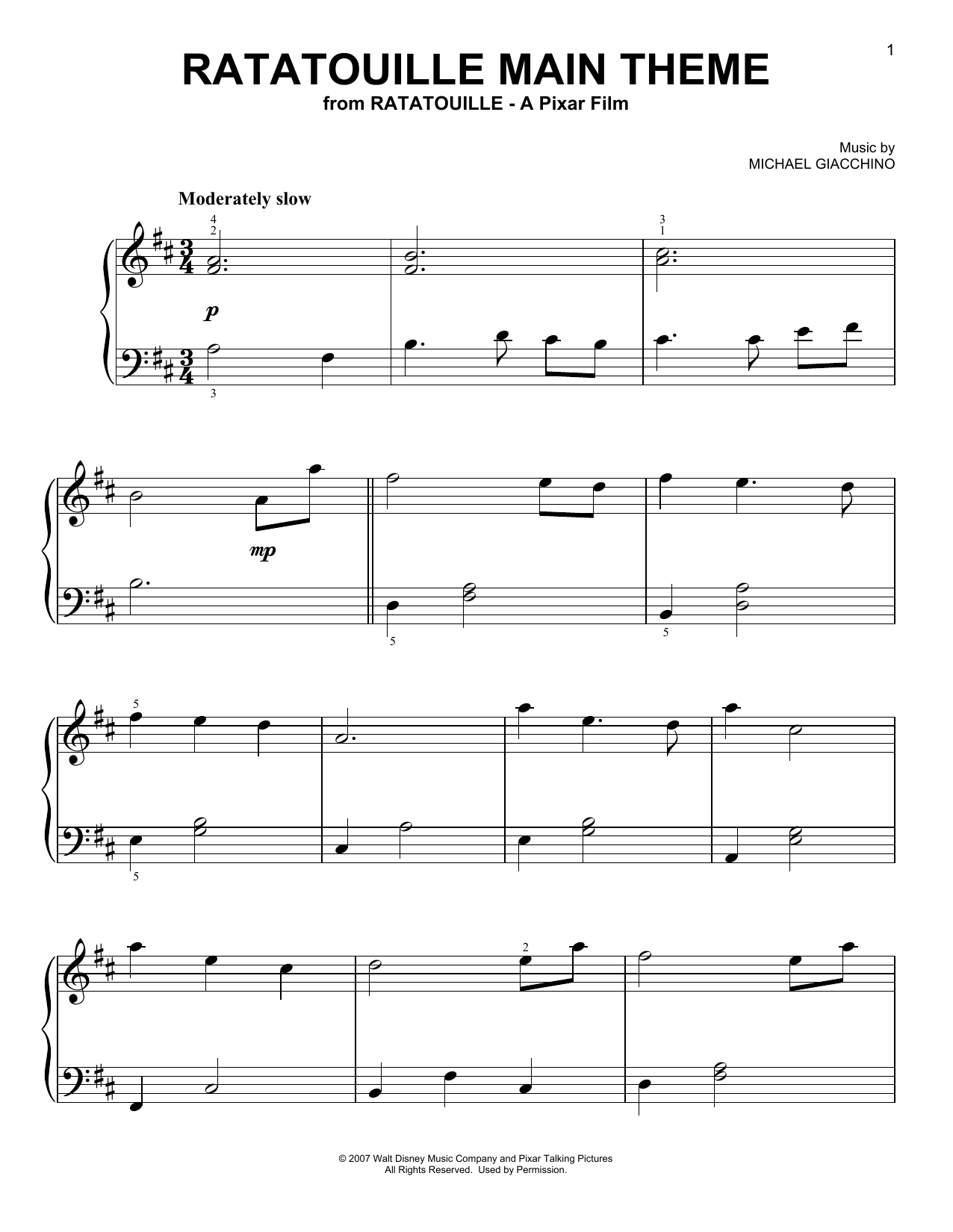 Ratatouille (Main Theme) (Easy Piano) von Michael Giacchino
