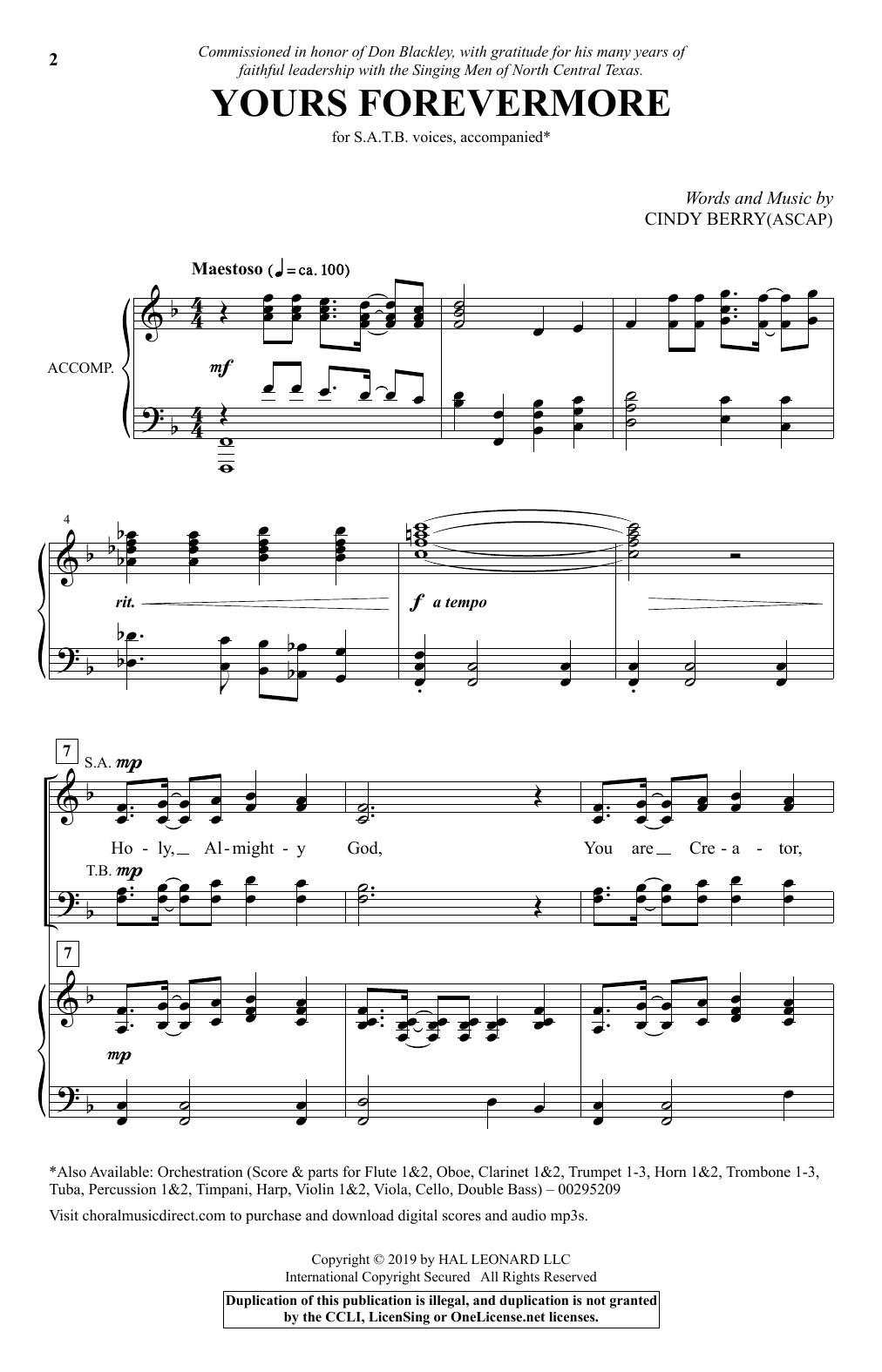 Yours Forevermore (SATB Choir) von Cindy Berry