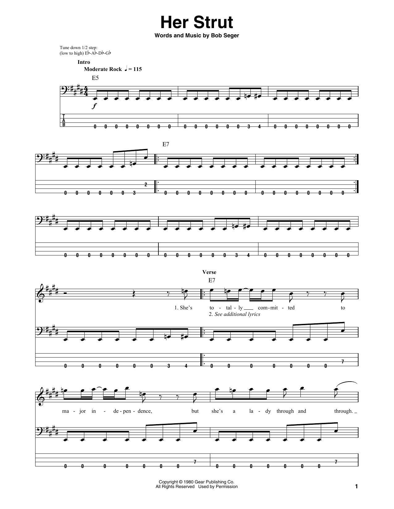 Her Strut (Bass Guitar Tab) von Bob Seger