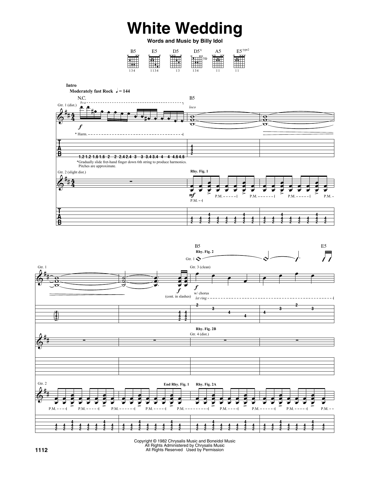 White Wedding (Guitar Tab) von Billy Idol