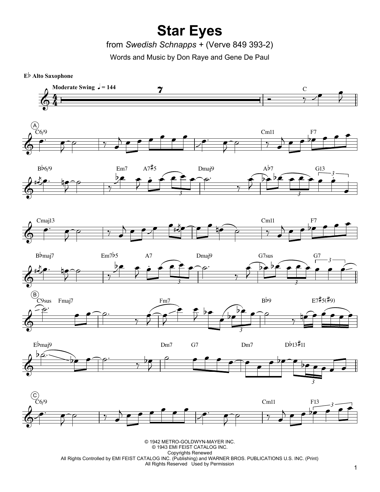 Star Eyes (Alto Sax Transcription) von Charlie Parker