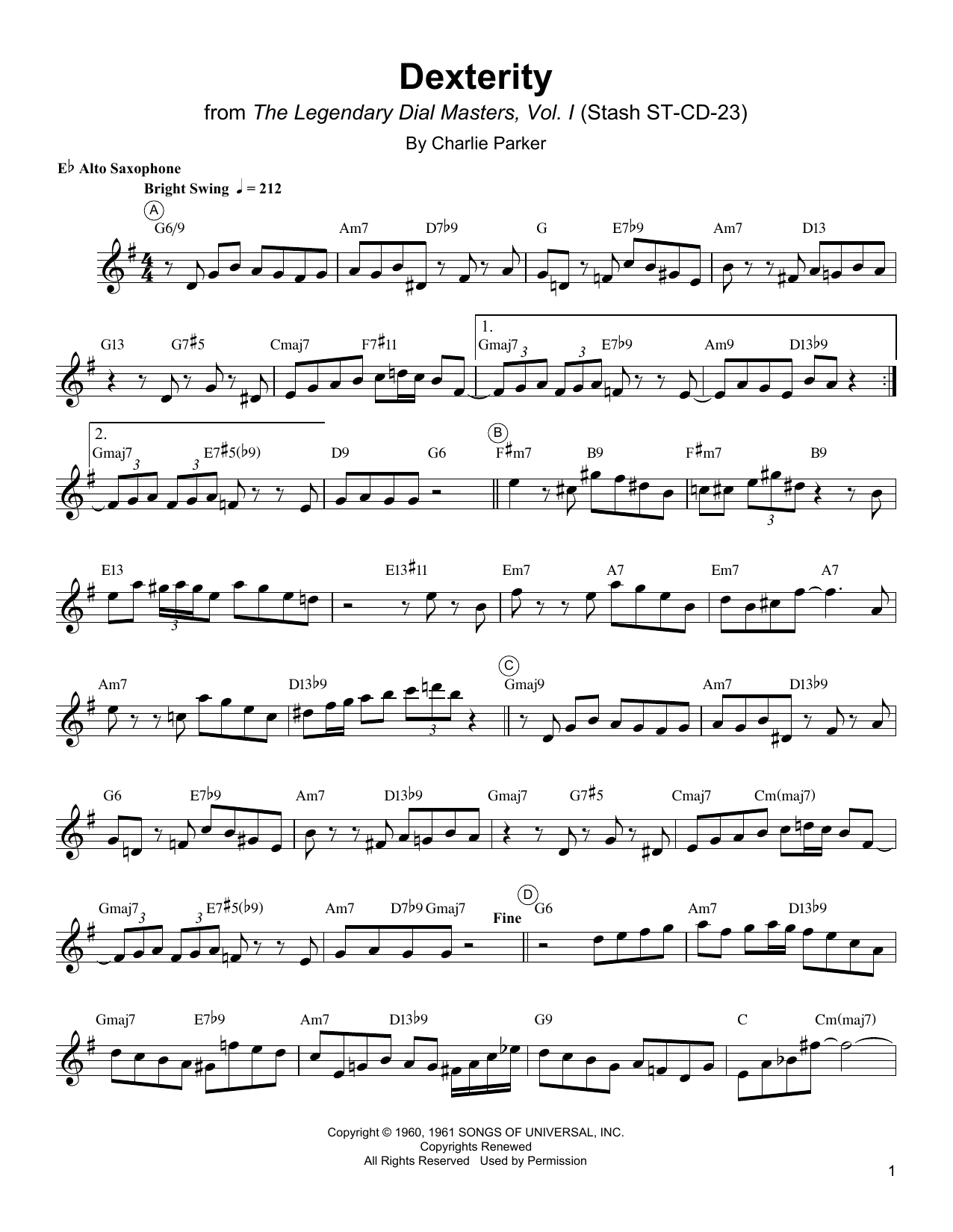 Dexterity (Alto Sax Transcription) von Charlie Parker