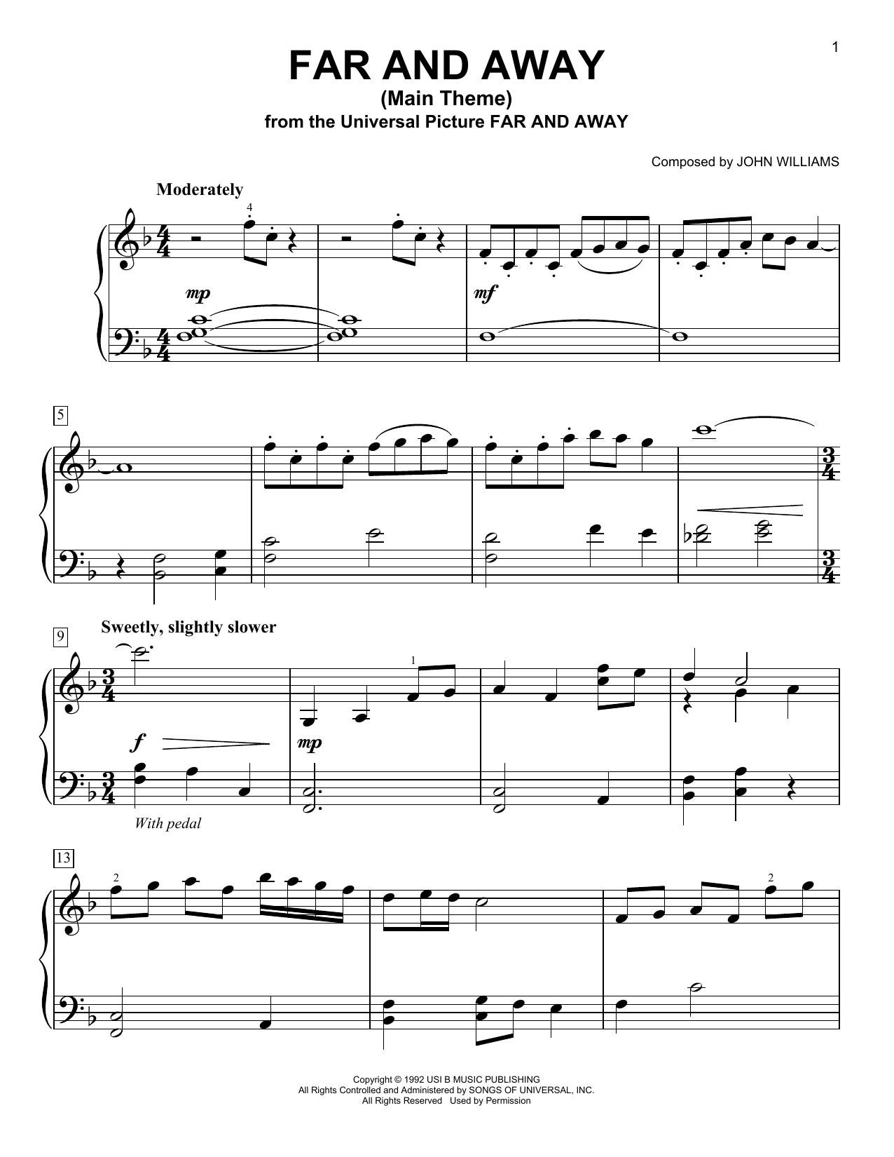 Far And Away (Main Theme) (Easy Piano) von John Williams