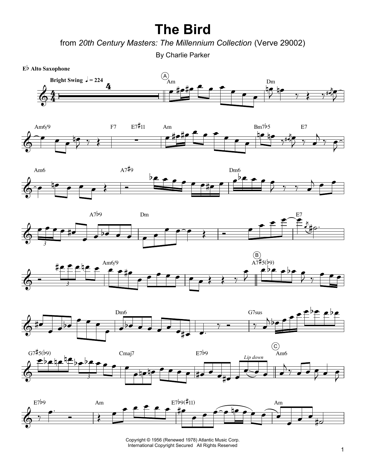 The Bird (Alto Sax Transcription) von Charlie Parker