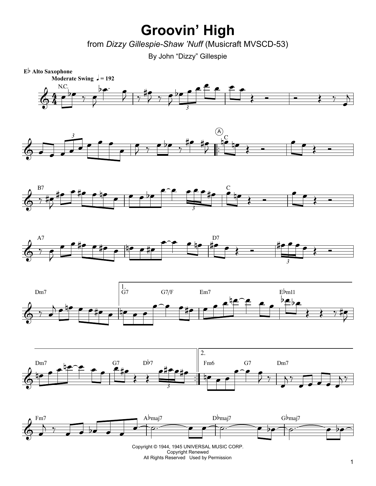 Groovin' High (Alto Sax Transcription) von Charlie Parker