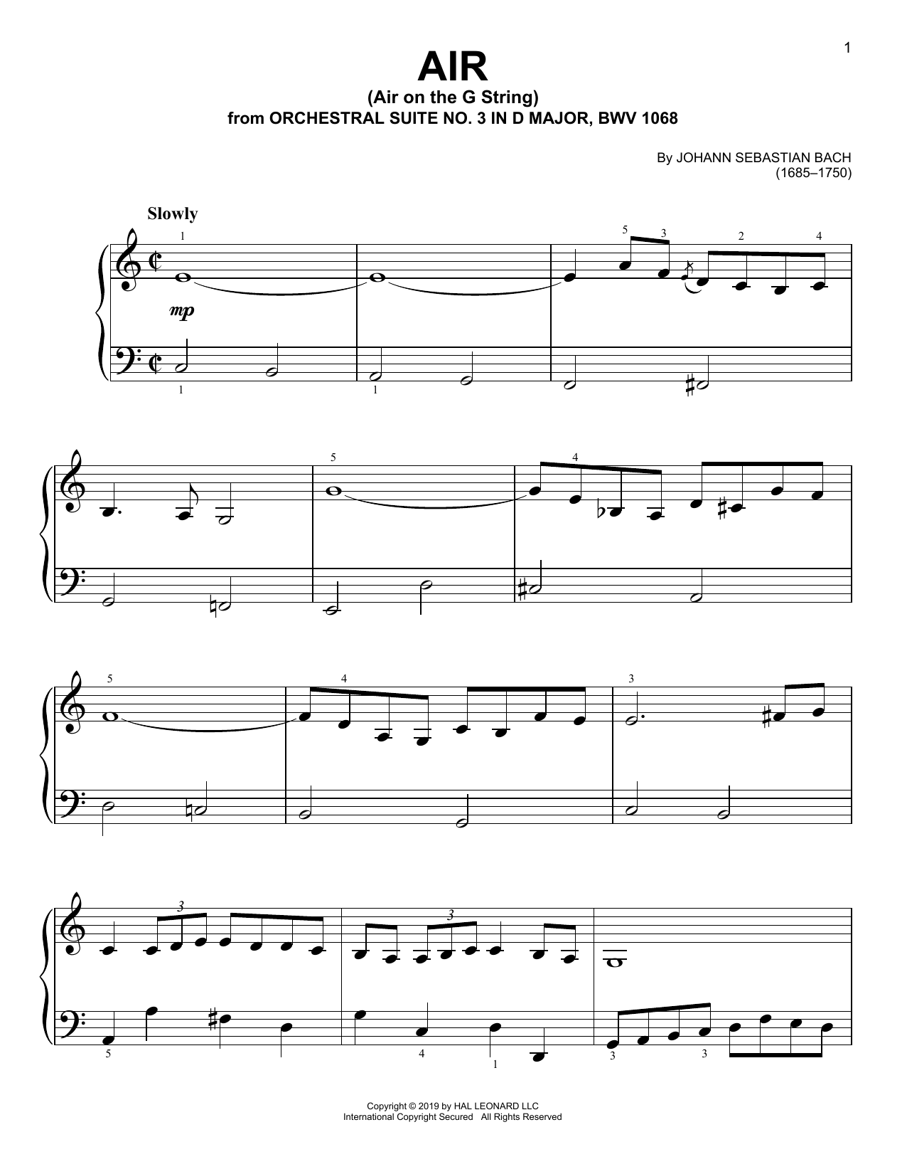 Air (Air On The G String) (Easy Piano) von Johann Sebastian Bach