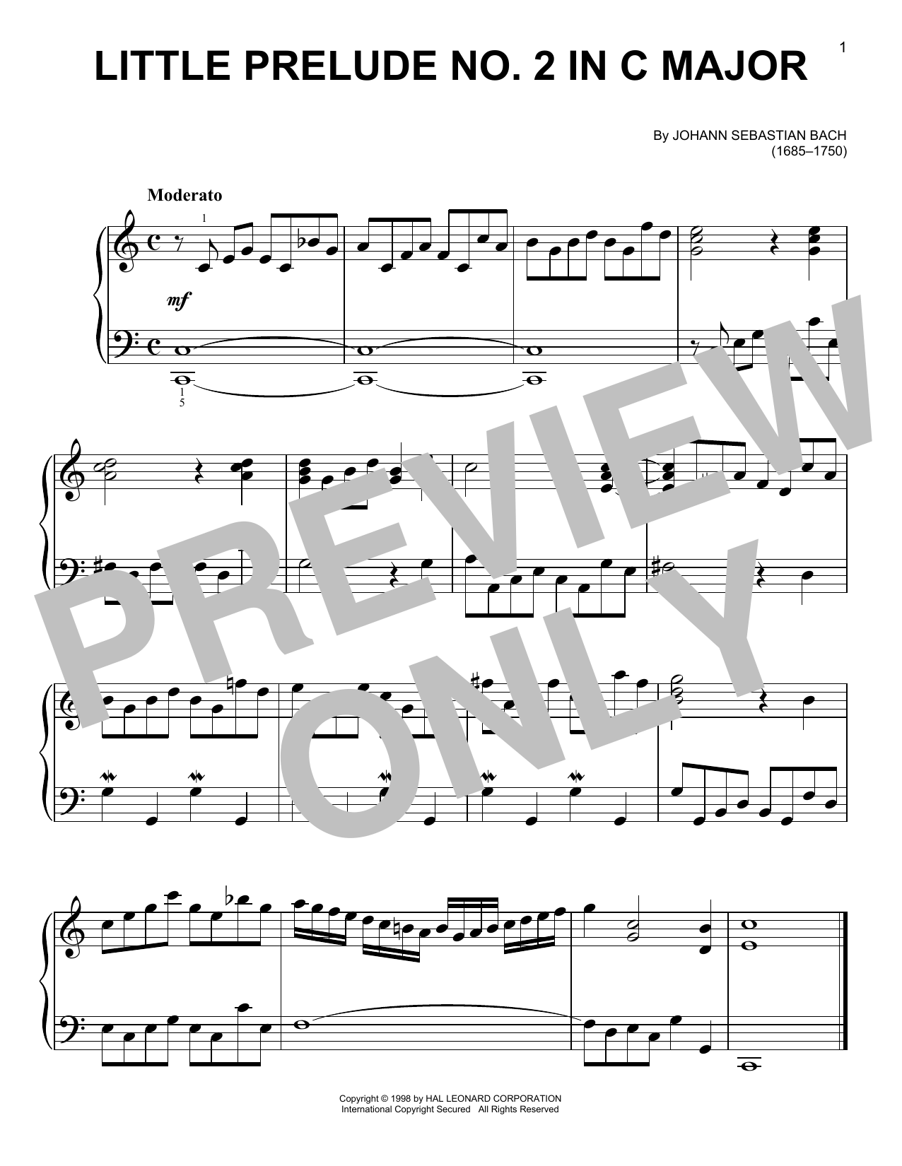 Little Prelude No. 2 in C Major (Easy Piano) von Johann Sebastian Bach
