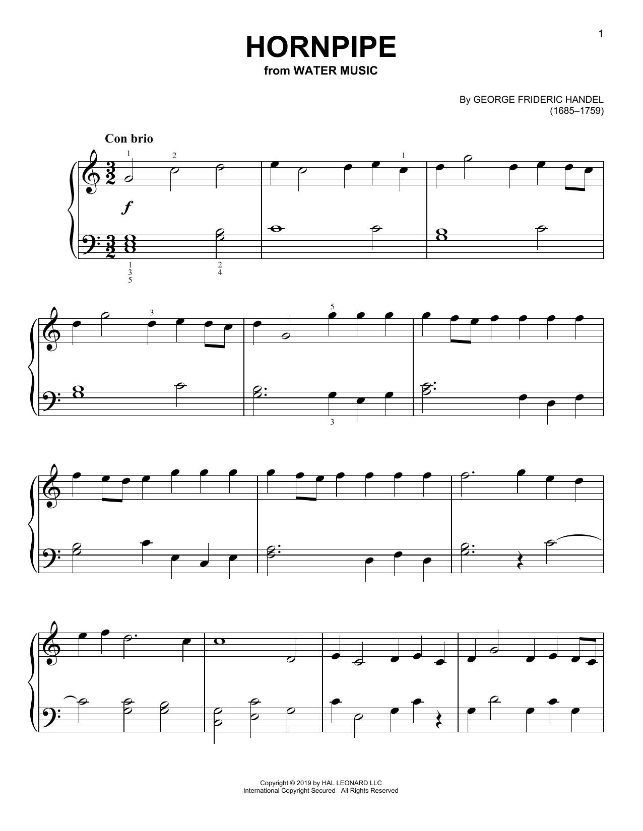 Hornpipe (Easy Piano) von George Frideric Handel